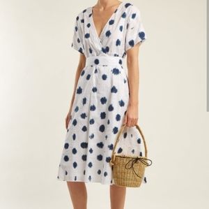 NWT Rachel Comey Tie-Dye Cotton Dress White With Blue Dots Size 4